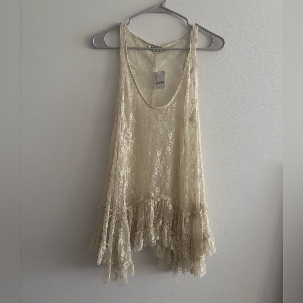 NWT Free People Intimately Lace Sheer Tunic in Cream